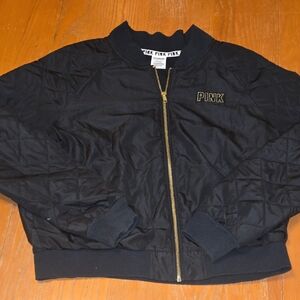 Victoria's Secret PINK Black Jacket with Gold Zipper